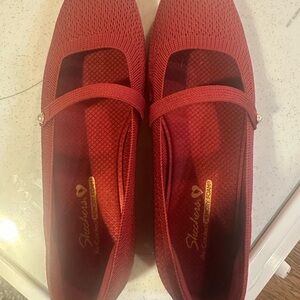 Skechers Women's Red Mesh Flats